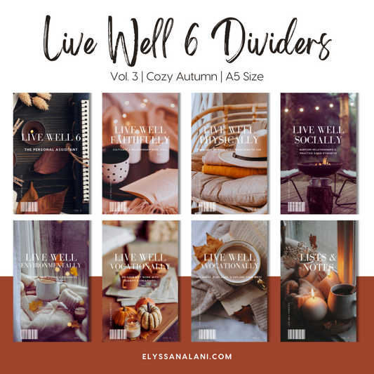 Live Well 6 Printable A5 Dividers/Dashboards | Vol. 3 | Cozy Autumn