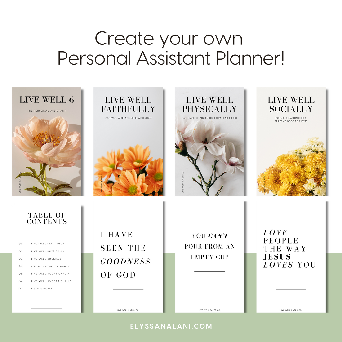 Live Well 6 Printable A5 Dividers/Dashboards | Vol. 1 | Classic Floral