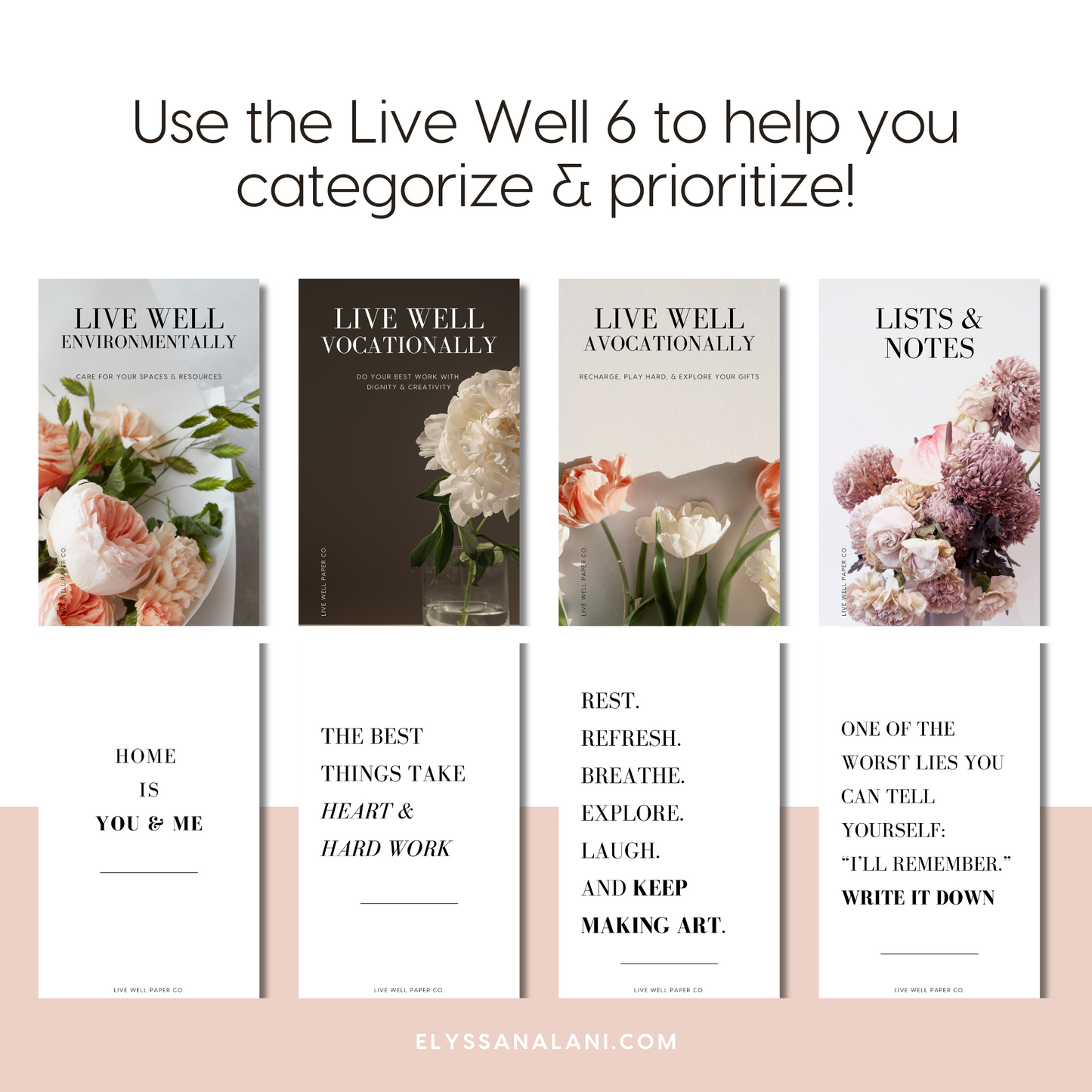Live Well 6 Printable Personal Dividers/Dashboards | Vol. 1 | Classic Floral
