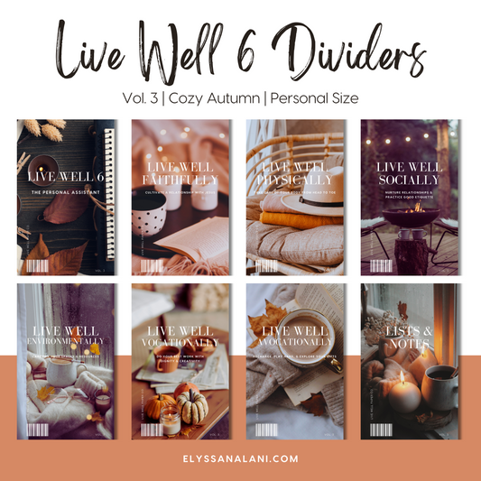Live Well 6 Printable Personal Dividers/Dashboards | Vol. 3 | Cozy Autumn